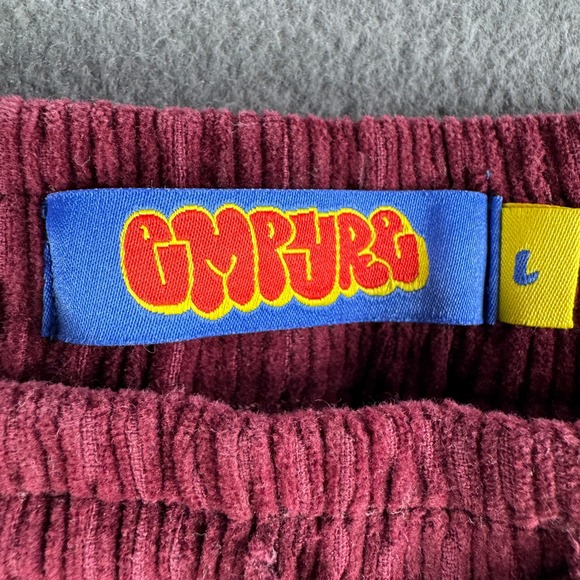 Empyre Corduroy Pants Women L‎ Chain Print Skate Grunge Burgundy Baggy Relax - Picture 4 of 14